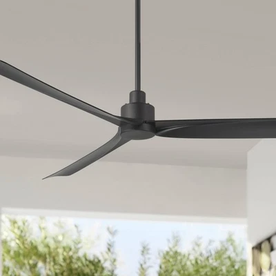 60" Casa Vieja Sailplane Matte Black Damp Ceiling Fan with Remote - Image 1 of 4