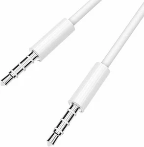 1m PRO White 4 Pole 3.5mm Jack Male to Male Stereo Audio AUX Cable | FPC - Picture 1 of 5
