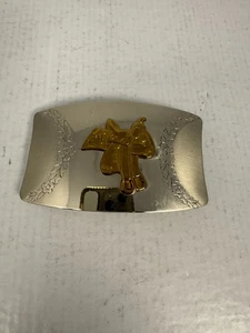 Vintage Western horse saddle belt buckle silver and nickle plated - Picture 1 of 2