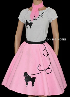 3-Pc Pink Poodle Skirt Outfit _ Adult Size XL-3XL _ Waist 40"- 48" - Image 1 of 4