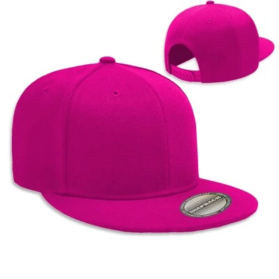 Unisex Hip Hop Adjustable Snapback Hat Flat Brim Visor Baseball Cap Plain Hats - Image 1 of 2