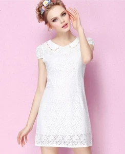 Vestido de encaje ajustado con cuello de perlas de moda - Imagen 1 de 4