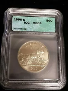 1996 S XXVI Olympiad (Olympics) Commemorative Half Dollar - Swimming - ICG MS69 - Picture 1 of 4
