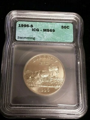 1996 S XXVI Olympiad (Olympics) Commemorative Half Dollar - Swimming - ICG MS69 - Image 1 of 4