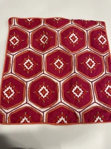 Pottery Barn Decorative Pillow Cover Pink Hexagon Embroidered 20x20 Orange Boho - Picture 1 of 7