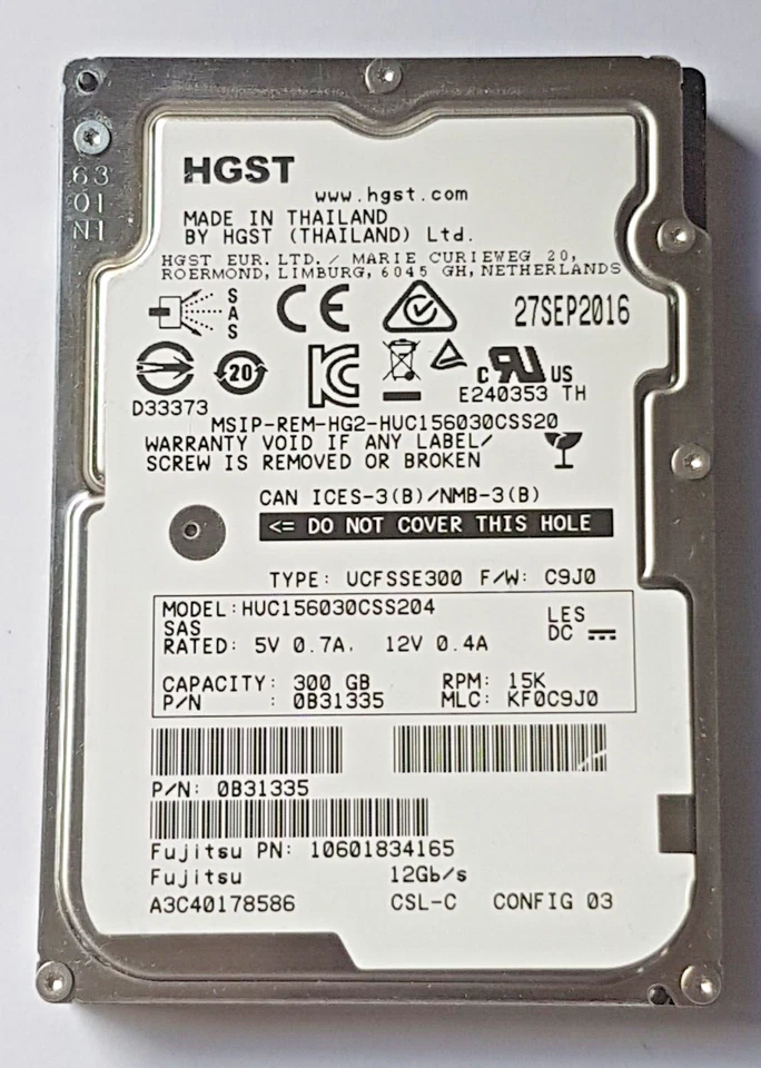 300 GB SAS HGST HUC156030CSS204 15000RPM 128MB HDD 2.5" Internal Hard Drive - Image 1 of 1