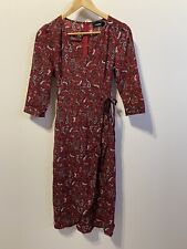 Valley Girl Red Floral Wrap Fit And Flare Dress Size 10 VGC