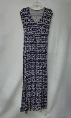 Loveappella Dress Womens L Blue Rayon Geometric Print Maxi Dress Style W6226-G45 - Image 1 of 4