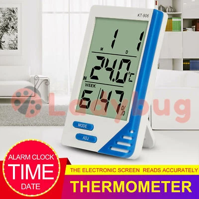 THERMOMETER HYGROMETER INDOOR OUTDOOR TEMPERATURE HUMIDITY METER DIGITAL WEEK - image 1 of 4