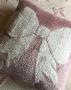 NEW Ltd Edition TK Maxx HOMESENSE LARGE Coquette BOW Fluffy FUR CUSHION **VIRAL* - Picture 1 of 8