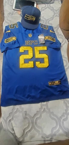 Richard Sherman NFC Custom PRO Bowl Jersey Men's Size 48 with Hat Cover