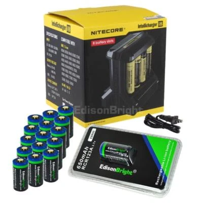 Nitecore i8 battery charger w/ 16 X RCR123A 16340 batteries for arlo cameras - Image 1 of 4