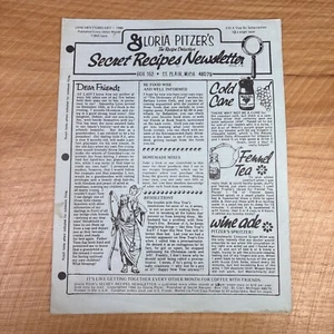 VTG Gloria Pitzer Cookbook Secret Recipes Newsletter January February 1986 - Picture 1 of 4