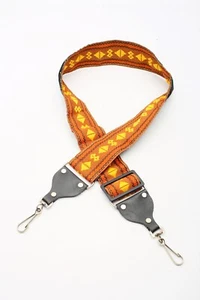 RETRO camera shoulder Strap Brown+Orange+Yellow Patterns- Hippie Type+Groovie - Picture 1 of 7