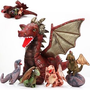 Deekin 7 Pcs Dragon Toy Set 16 Inch Large Dragon Stuffed Animal with 4 Cute B...
