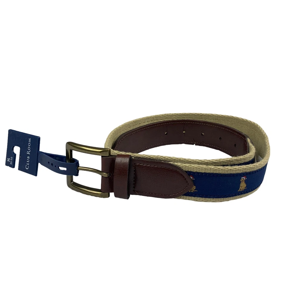 Cinturón azul para perro de vacaciones de cuero sintético Club Room para hombre S 30-32 Foto 1 de 4