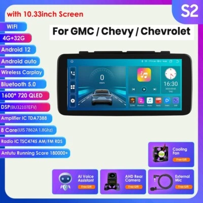 For Chevrolet Silverado GMC Sierra CarPlay Android Car Radio Stereo USB AM CAM - Image 1 of 4