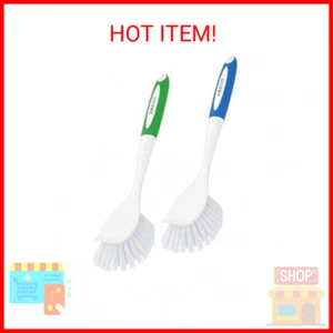 Amazer Dish Brush with Handle, 2 Pack Kitchen Scrub Brushes for Cleaning, Dish S - Picture 1 of 2