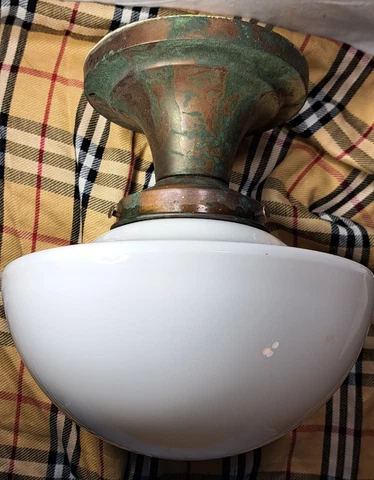 Large Schoolhouse Ceiling Fixture Electric on Copper Finish Metal Fixture Cover