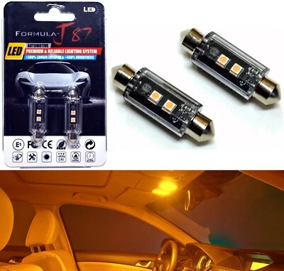LED Light Canbus Error Free 211-2 5W Orange Two Bulb Interior Map Replace Lamp - Image 1 of 4