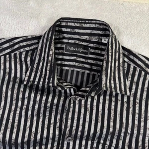 Bullock & Jones Paisley Streifen Knopfleiste Herren Medium Hemd schwarz Baumwolle hergestellt in den USA - Bild 1 von 7
