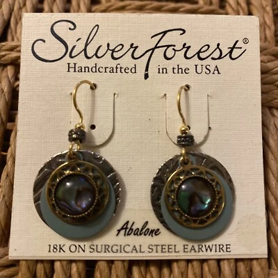 New Silver Forest Abalone Layered Dangle/Drop Earrings NE-0662 - Изображение 1 из 3