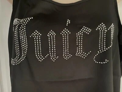 Womens JUICY COUTURE Pajamas Large Black Satin Cami Lounge PJ Set  $54 NWT - Image 1 of 4