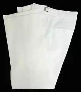 Men's White Tuxedo Pants Adjustable Waist with Satin Stripe Machine Washable - Picture 1 of 3