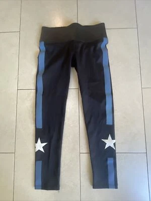 Женские кожаные тренировочные леггинсы Sprwmn размер XS черные сине-белые Star - Изображение 1 из 4