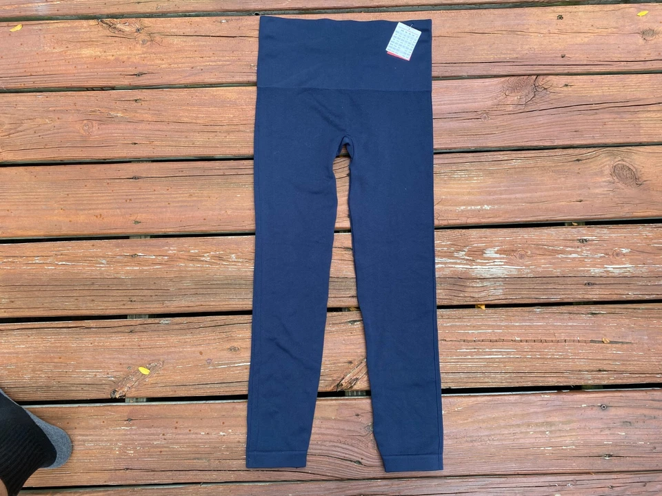 Spanx Look At Me Now Seamless Leggings FL3515 Port Navy Womens Size Large