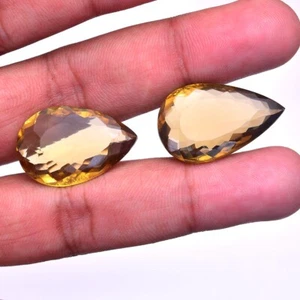 VVS 2 Pcs Natural Beer Quartz Top Quality 26mm-28mm Huge Size Loose Gemstones - Picture 1 of 6