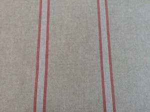 Tela artesanal ciega de tela a rayas de lino rosa beige con cortina a rayas Stamford - Imagen 1 de 4