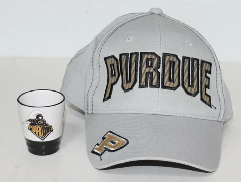 NCAA Purdue Boilmakers Baseball Cap Adult One Size + Shot Glass Cover