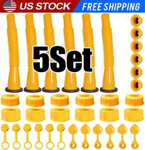 5X Replacement Gas Can Spout Nozzle Vent Kit For Plastic Gas Cans Old Style Caps - Picture 1 of 14