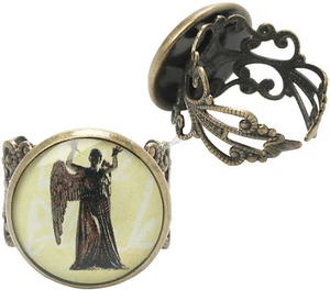 Anillo Disfraz Dr Who Doctor ÁNGEL LLORÓN Ajustable Banda Filigrana Oro Pulido - Imagen 1 de 3