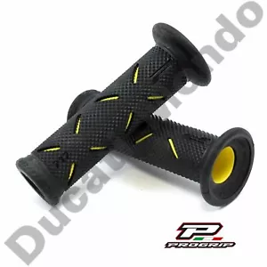 Progrip Black & Yellow Race Grips medium Ducati Aprilia Cagiva MV Agusta Corse - Picture 1 of 2
