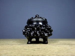Chinese Natural ebony wood Hand carved hollow out Exquisite incense burner - Picture 1 of 9