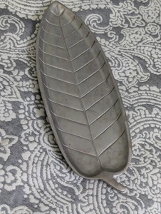 Beautiful Pewter Leaf Platter /Tray /Tableware Decor 13.5" x 4.5" - Picture 1 of 4