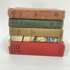 Earth Tone Teen Girl Fiction Vintage Cloth Bound Book Stack of 5 Shabby Decor - Picture 1 of 12