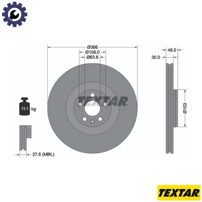 2x BRAKE DISC 92308905 FOR VOLVO ASIA B4204T26 2.0L 4cyl XC60 II B420T 2.0L - Image 1 of 4