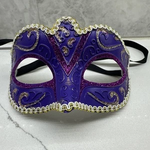 NWOT Mardi Gras NewOrleans Adult EyeMask Purple Gold Shimmer Venetian Masquerade - Picture 1 of 7