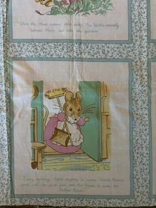 Vintage 1985 Beatrix Potter Frederick Warne Mouse Bunny Hedgehog Fabric Panel - Picture 1 of 10