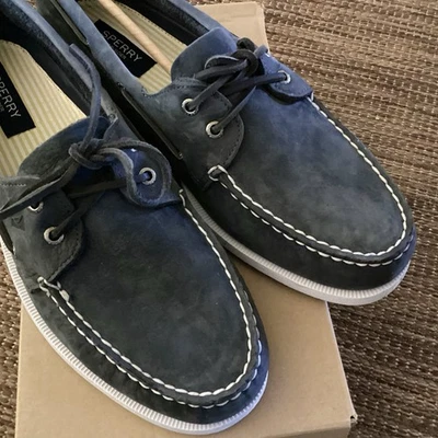 НОВЫЕ мужские SPERRY подлинный оригинальный 2 глаза Seersucker обуви STS23919 серый 13 шириной - Изображение 1 из 4