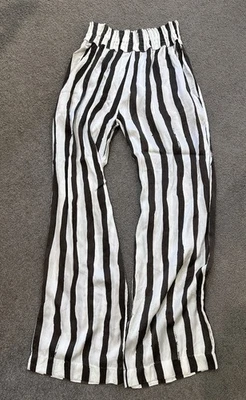 Pantalones Palazzo Vintage Sass Bide Marrón Blanco Rayas Sedosas 6 Foto 1 de 4