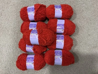FEATHER ACRYLIC YARN SHADE RED 8 PLY 9 X 50 GRAM BALLS - image 1 of 3