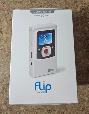 Flip Video Ultra Series White & Silver 2GB 60 Minutes 2007 USB Camcorder NEW - Image 1 of 4