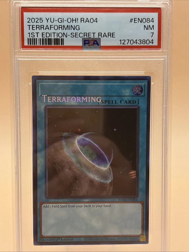 PSA 7 Terraforming 2025 Yu-Gi-Oh! RA04 Misprint Error #EN084 1st Ed Secret Rare - Image 1 of 4