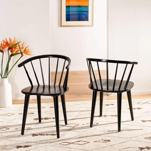 Krzesło boczne Safavieh z gumowego drzewa, czarne, 52 x 54 x 75,94 cm - Zdjęcie 1 z 11