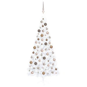 Künstlicher Halber Weihnachtsbaum Mit LEDs & Kugeln Weiß 240 Cm - Bild 1 von 11
