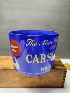 VINTAGE CARSTAIRS WHISKEY BLUE GLASS ADVERTISING ICE BUCKET BAR WARE - Picture 1 of 3